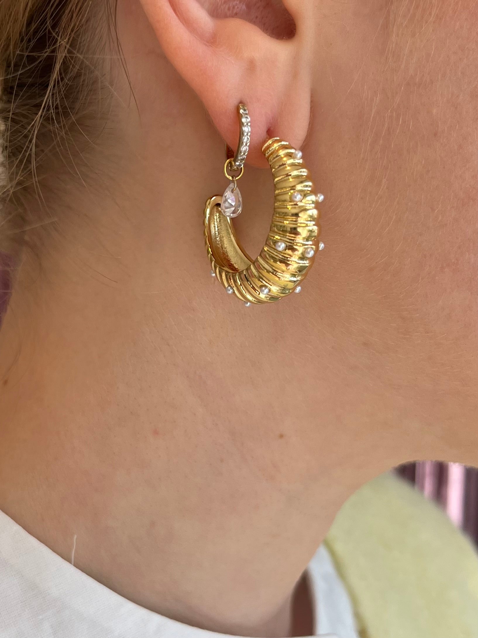 Créoles doré avec perles