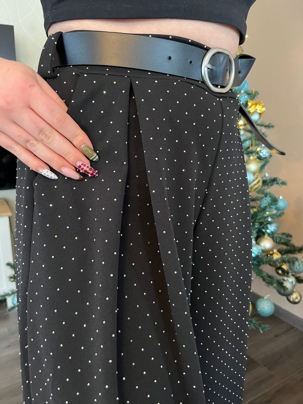 Pantalon flaire à strass