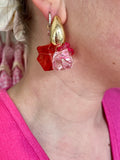 Boucles d’oreilles rose et rouge