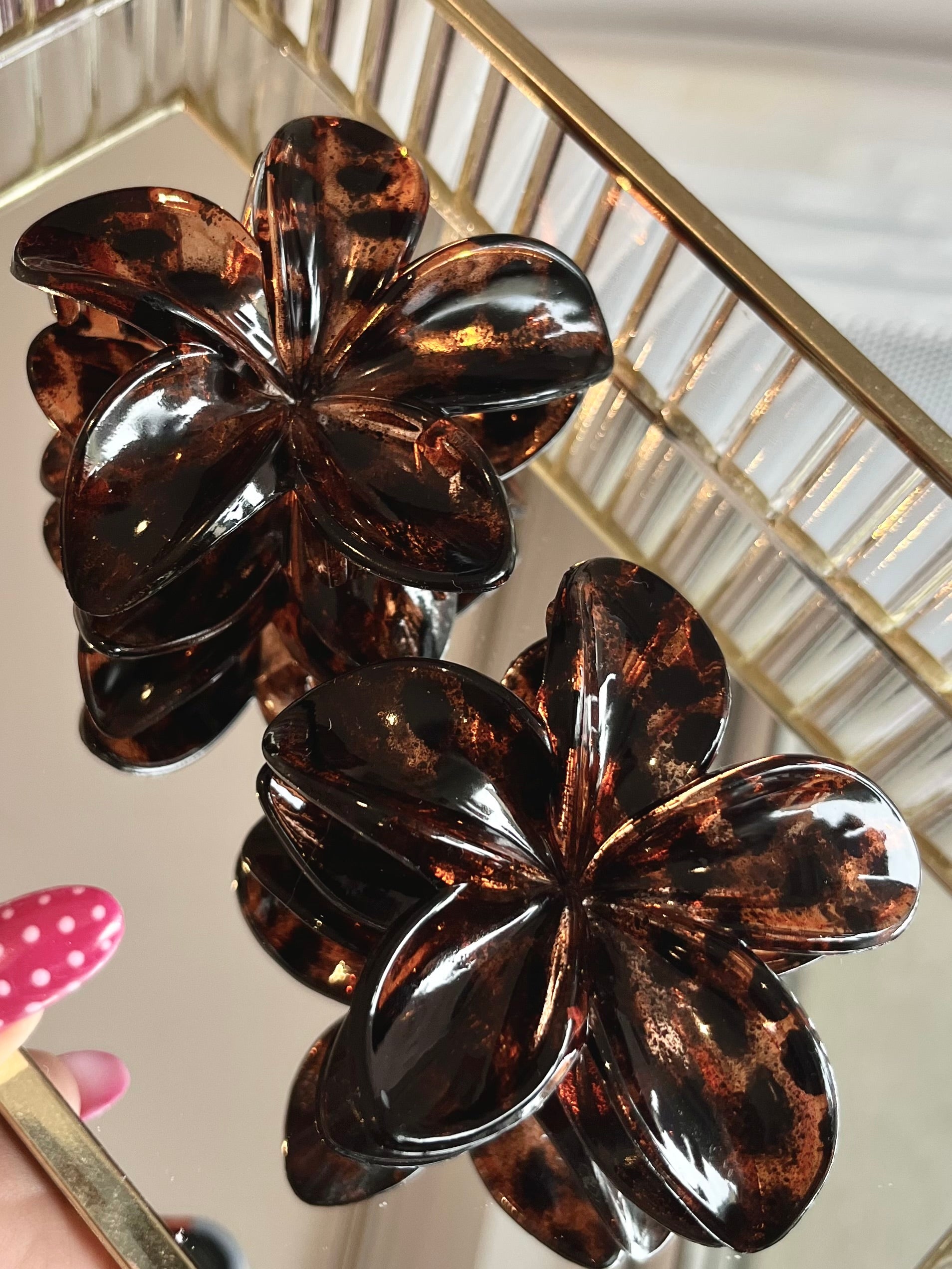 Pince à cheveux fleur léopard