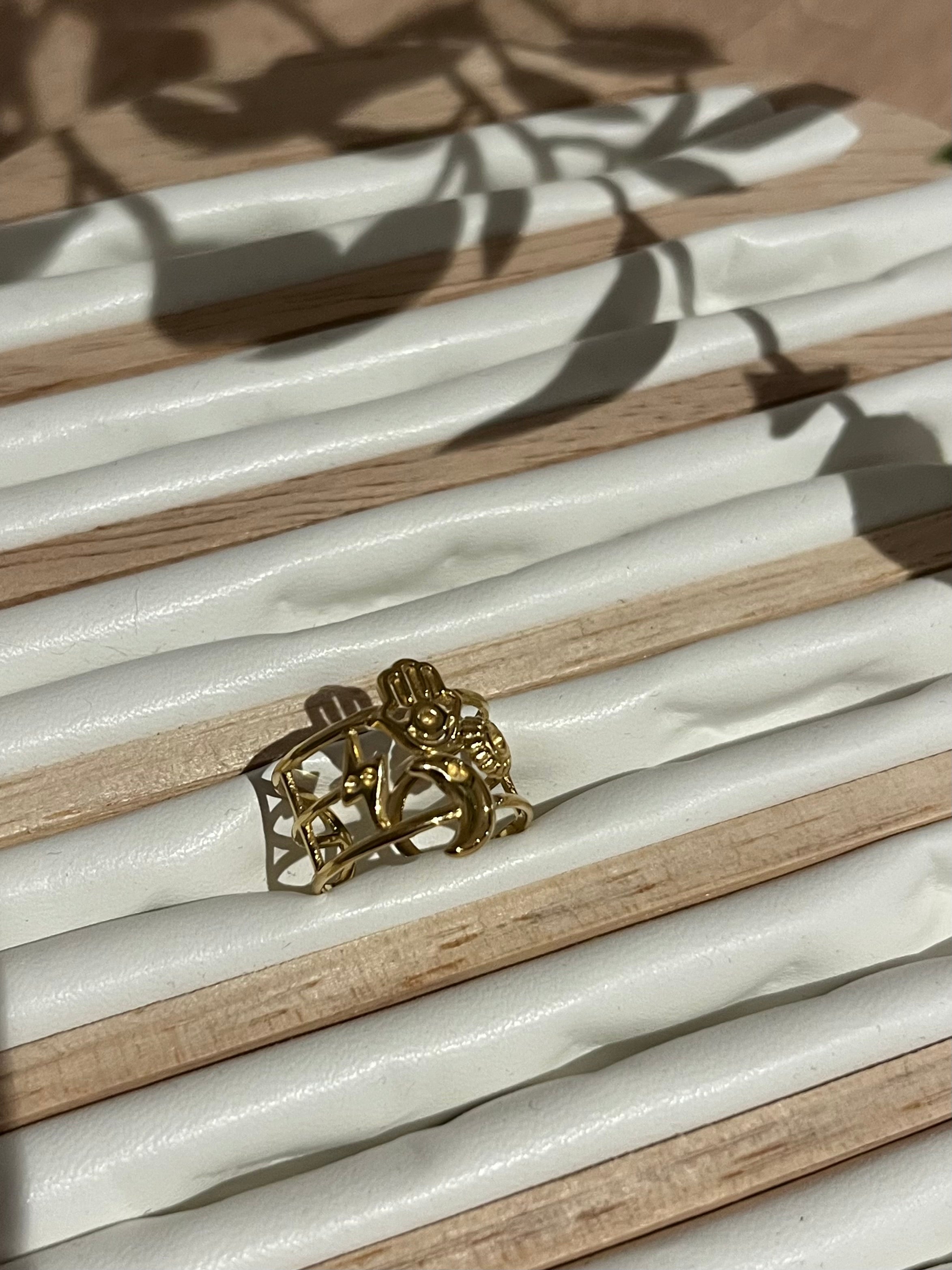 Bague multi rang dorée