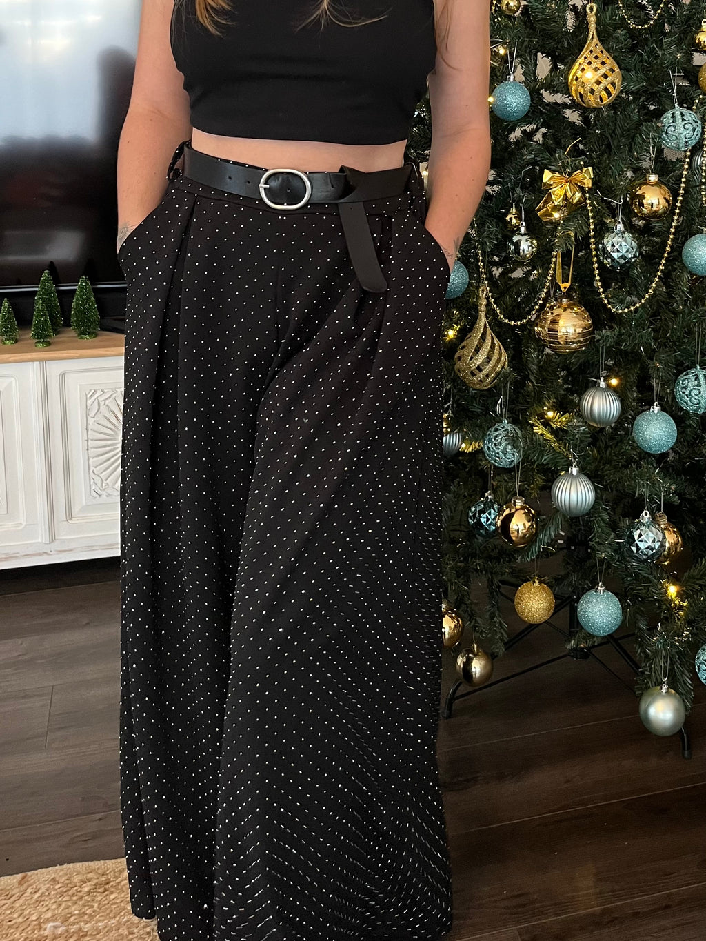 Pantalon flaire à strass