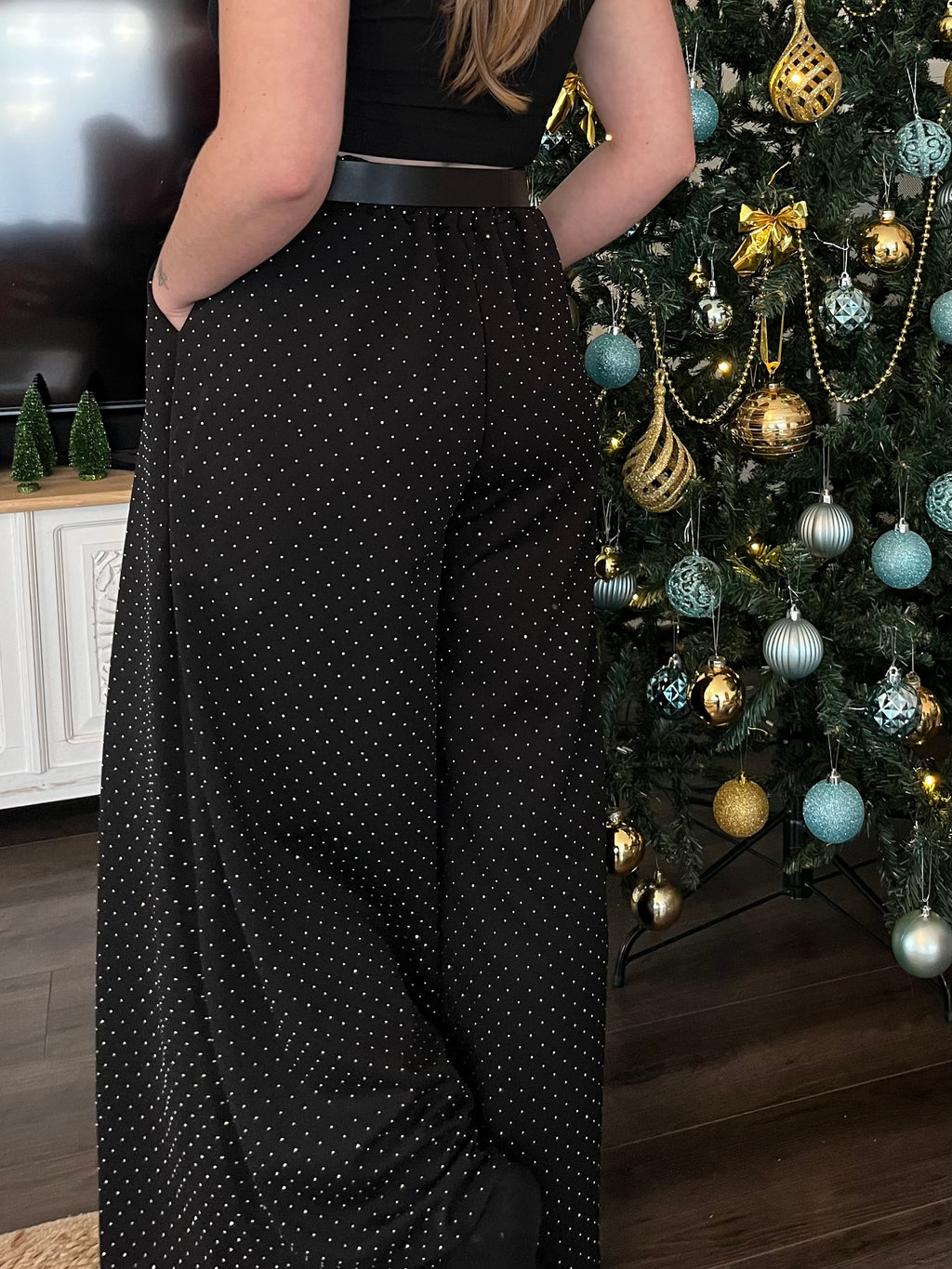 Pantalon flaire à strass
