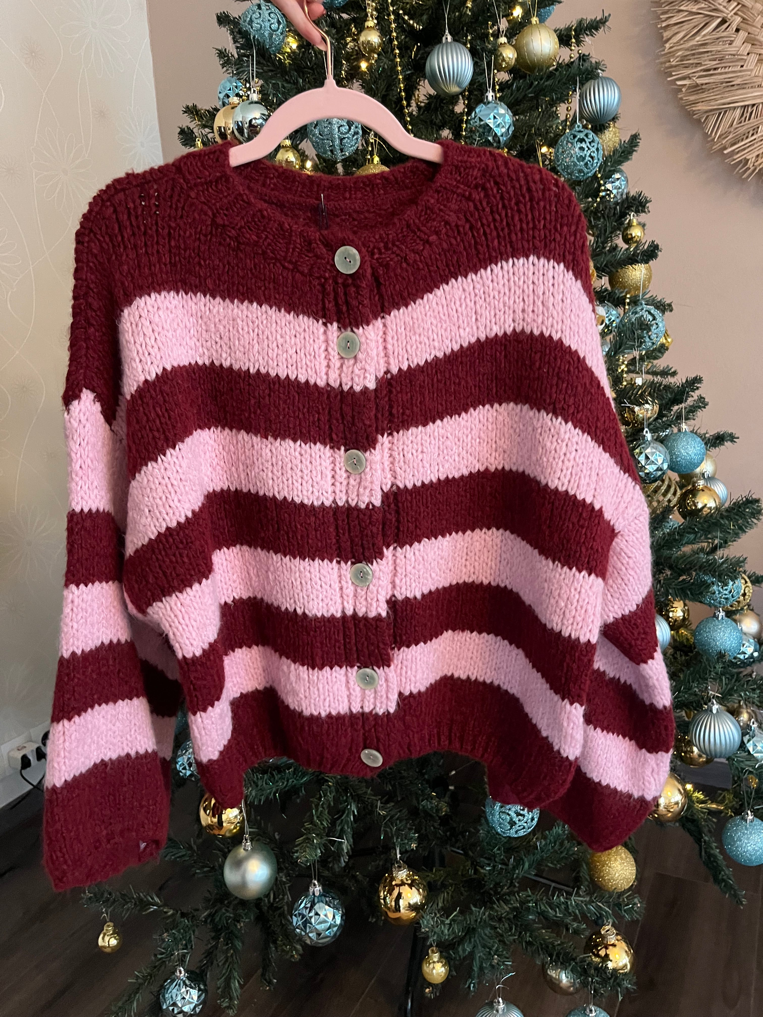 Gilet rayé marron ou rose